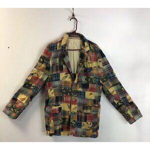 Men’s Tailor Vintage Patchwork Blazer Beach Themed Size L  🩵